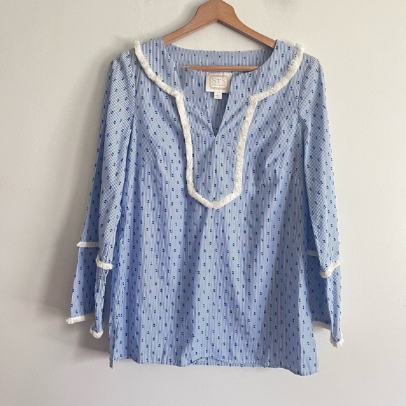 Sail To Sable Cotton Tassel Detail V-Neck Tunic - Picture 1 of 9